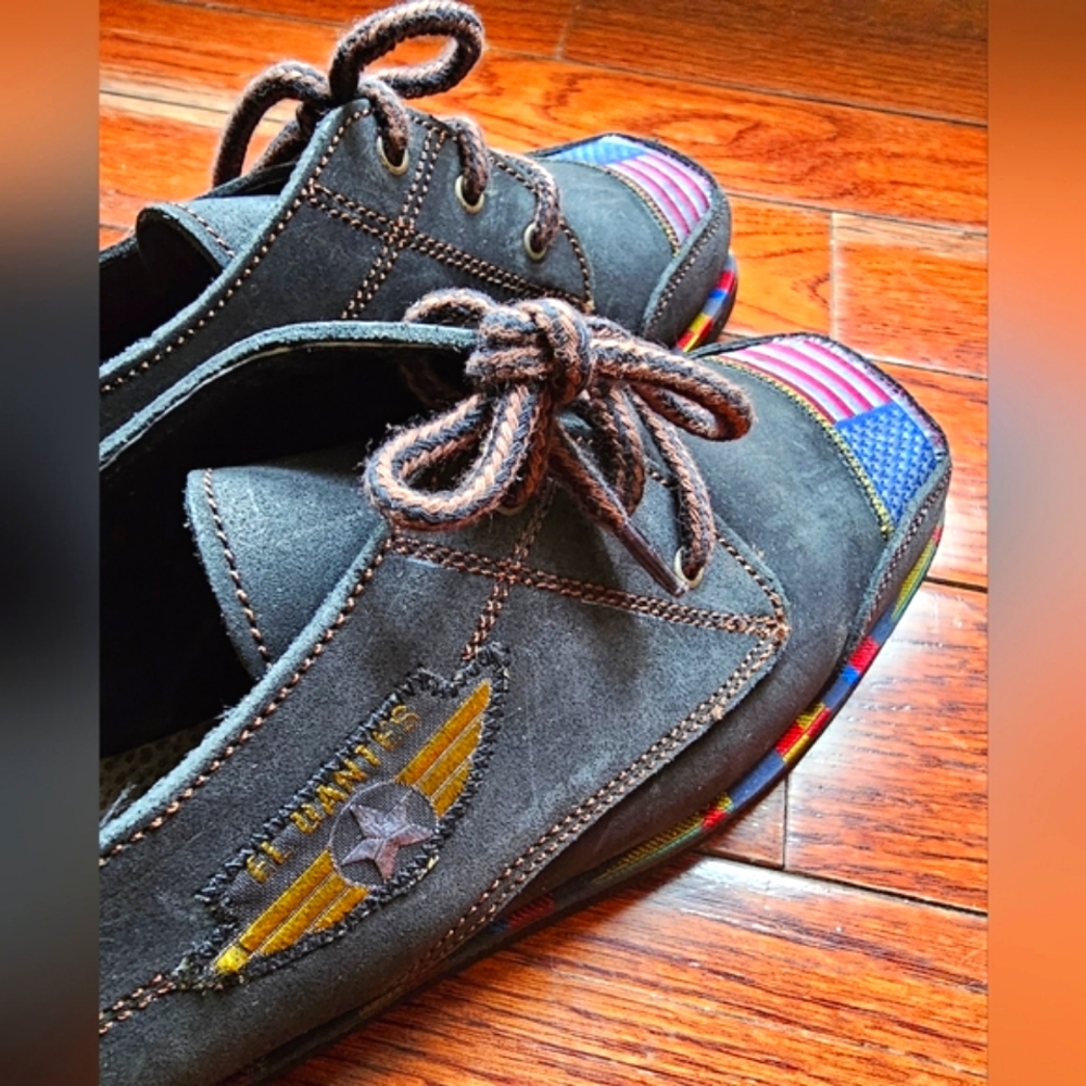 El Dantes Spain leather suede patchwork lace-up flats sneakers womens 8.5 9